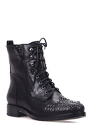Women's Studded Leather Boots with Zipper Detail | Derimod