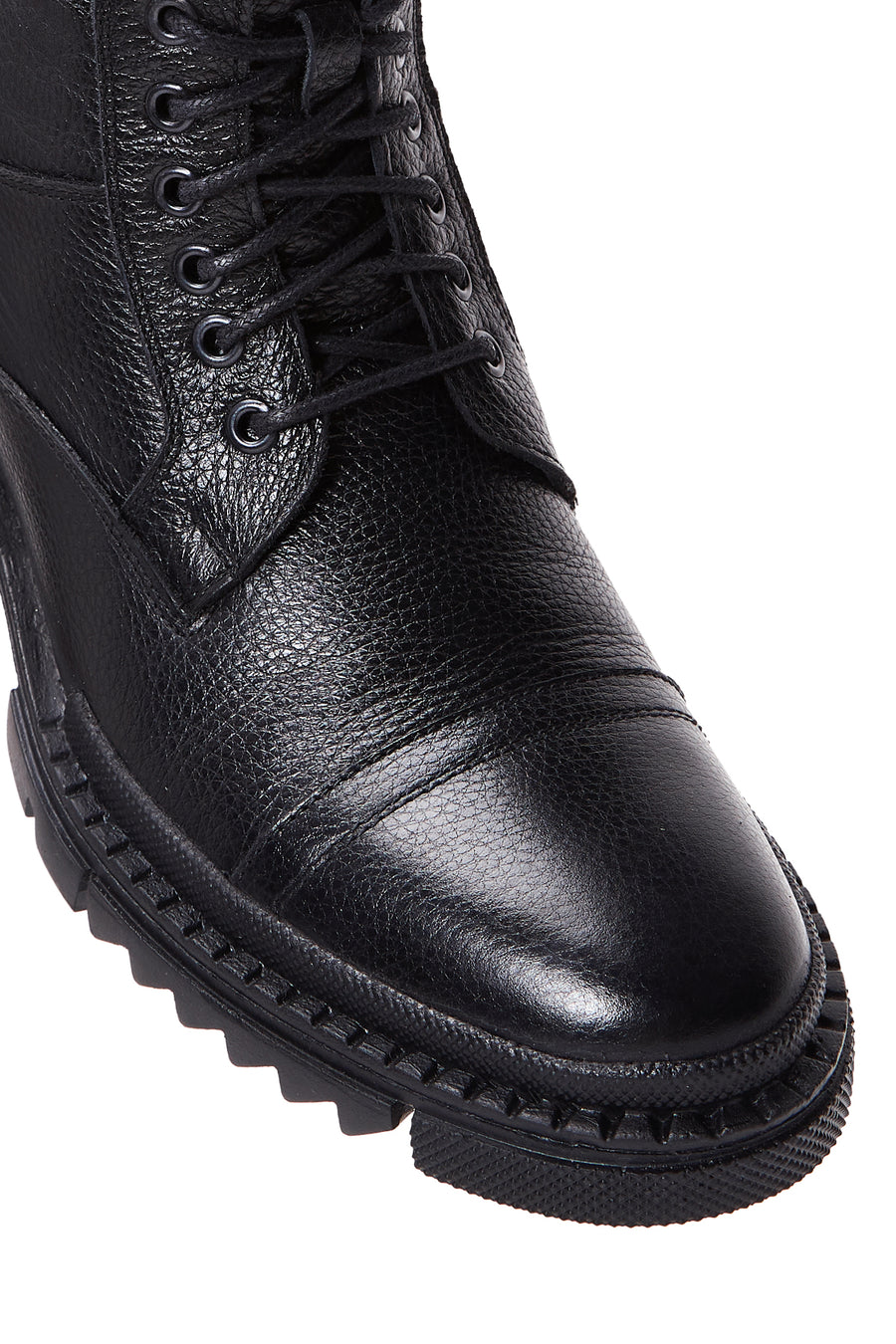 Men's Black Lace-Up Leather Casual Combat Boots