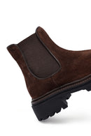 Woman Brown Thick-Soled Suede Leather Chelsea Boots | Derimod