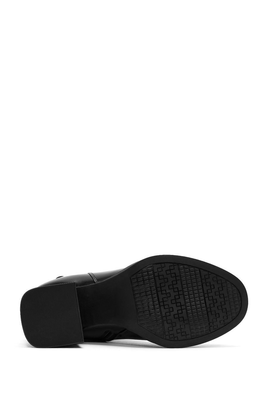 Women's Black Zippered Chunky Heel Boots