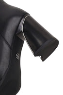 Woman Black Chunky Heeled Zip Closure Leather Boots | Derimod