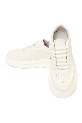 Erkek Beyaz Bağcıklı Deri Sneaker