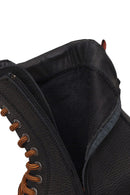 Harley Davidson Woman Black Lensors Zip Closure Thick-Soled Leather Combat Boots | Derimod