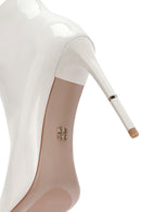 Women's White Zippered Thin Heel Patent Leather Boots | Derimod