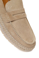 Men's Beige Chunky Suede Leather Loafers | Derimod