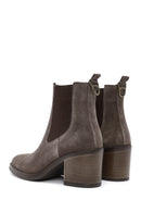 Woman Mink Heeled Suede Cowboy Boots | Derimod