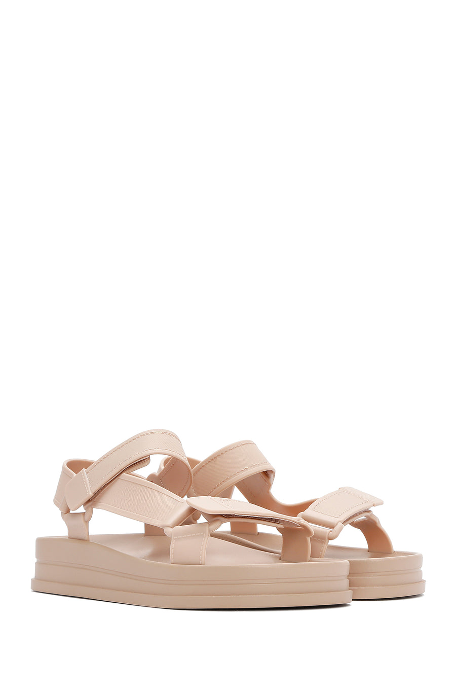 Women's Beige Strappy Thick Soled Jelly Sandals