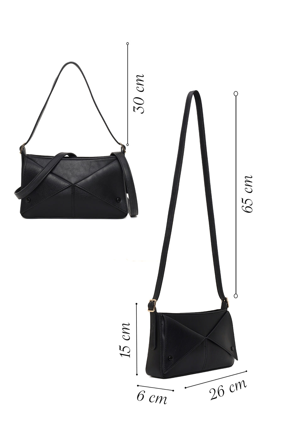 Woman Black Long Shoulder Strap Shoulder Bag