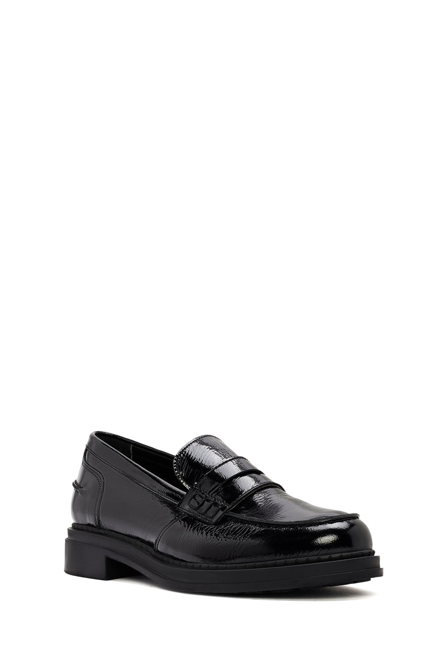 Women's Black Patent Leather Masculine Loafer