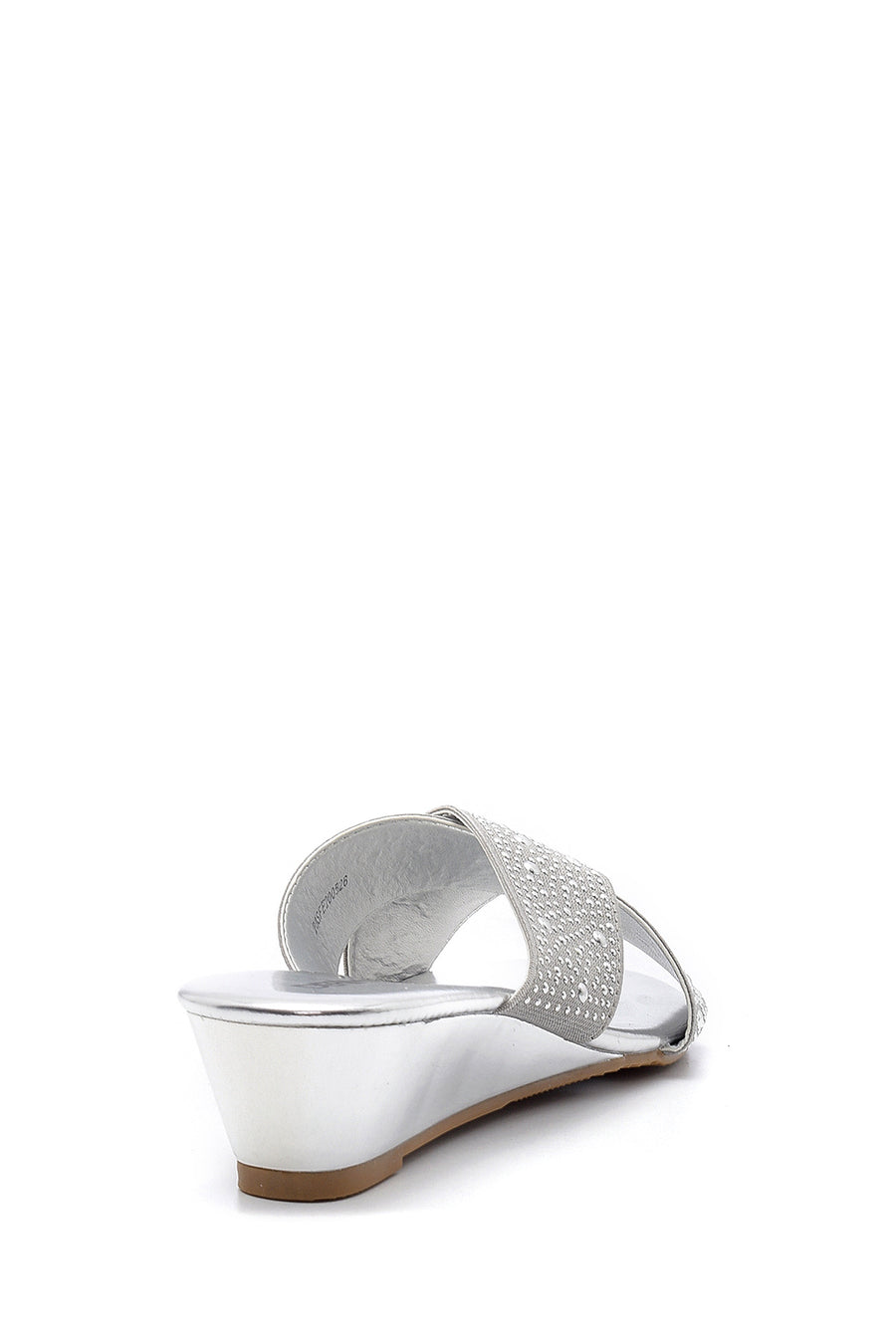 Women's Gray Stone Wedge Heel Open-Back Slippers