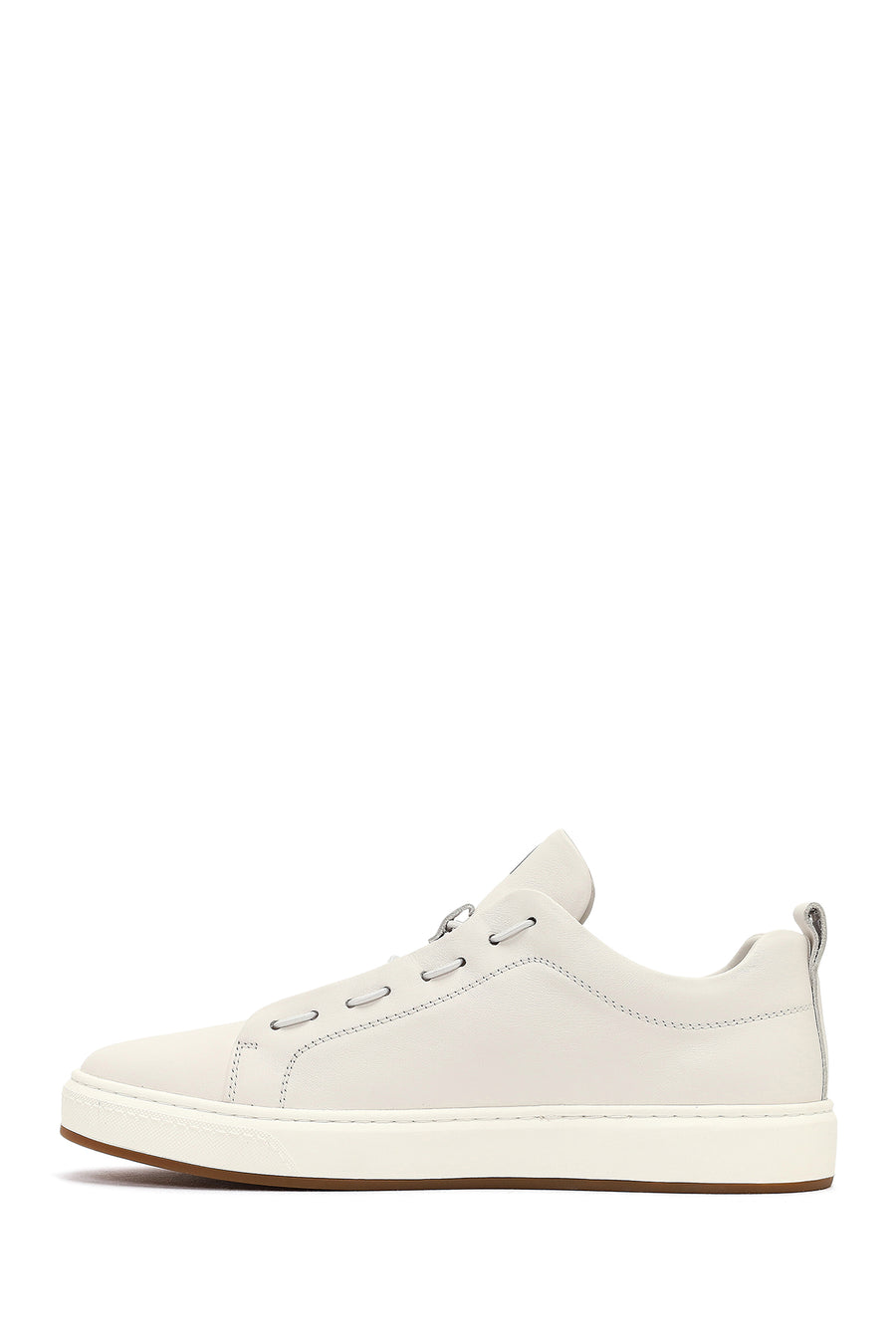 Male White Lace-Up Leather Sneaker