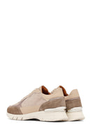 Woman Mink Laced Thick Sole Leather Sneakers | Derimod