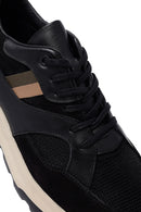 Men's Black Lace-Up Thick Sole Leather Sneakers | Derimod