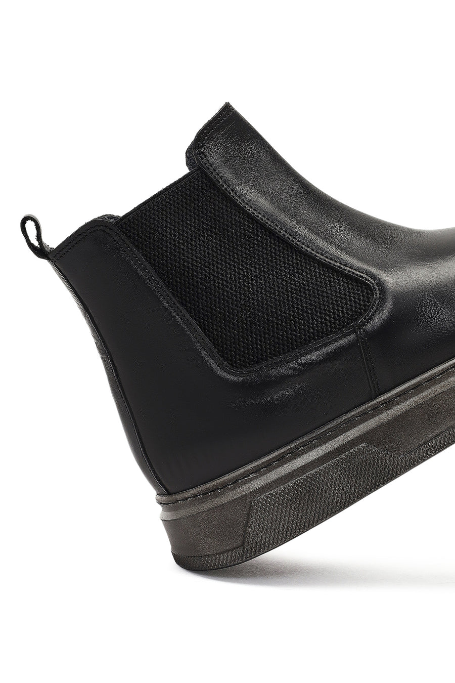 Men's Black Thick-Soled Leather Chelsea Boot