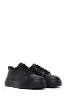 Male Black Lace-Up Thick-Soled Leather Sneaker | Derimod