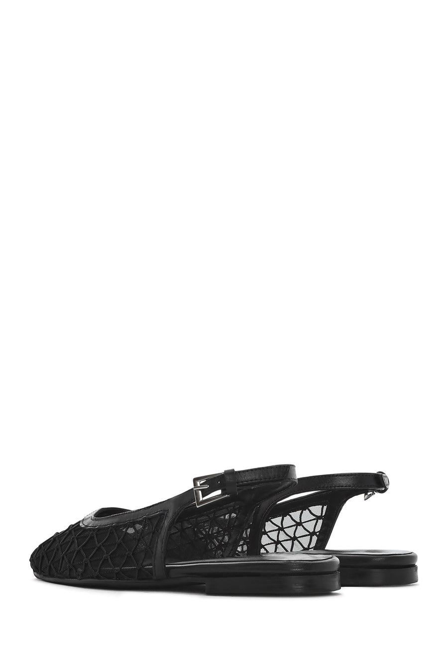 Women's Black Open Back Patterned Ballerinas