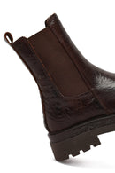 Woman Brown Thick-Soled Leather Chelsea Boots | Derimod