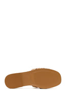 Women's Camel Studded Suede Slippers | Derimod