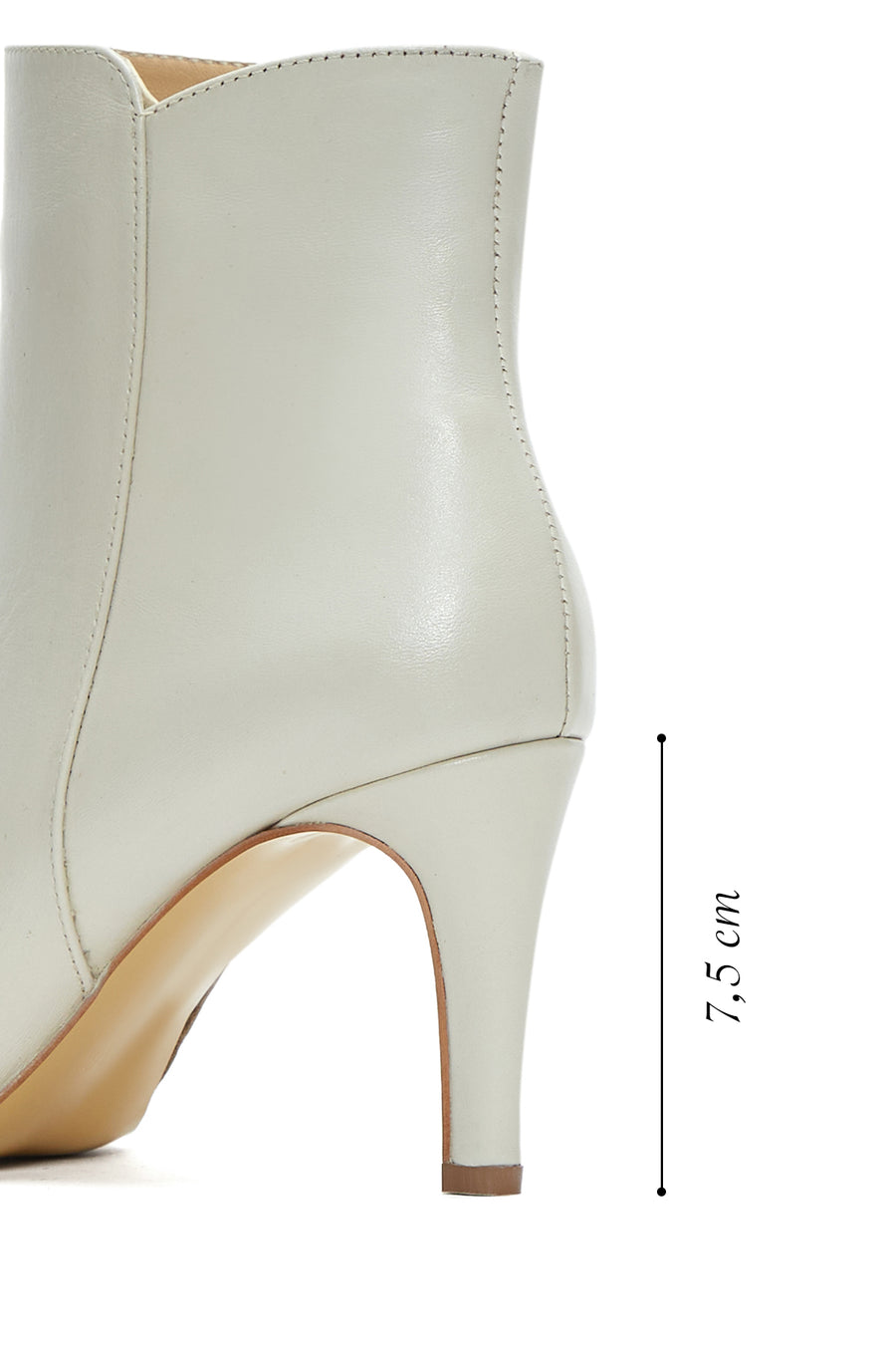 Women's Beige Leather Zippered Heeled Classic Boots