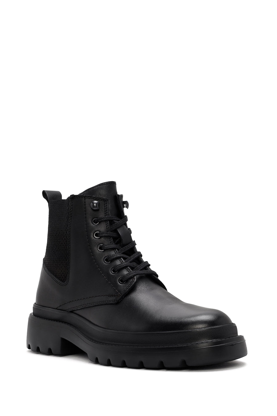Men's Black Lace-Up Leather Casual Boots
