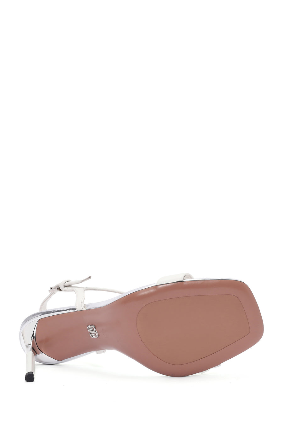 Women's White Ankle Strap Leather Thin High Heel Sandals