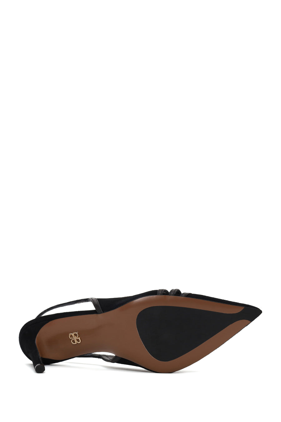 Woman Black Slingback Stiletto Suede Shoes