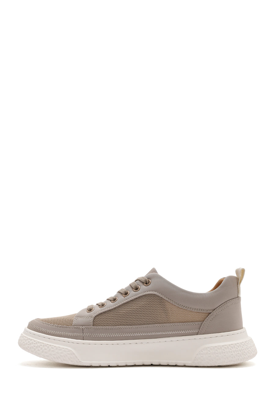 Erkek Bej Bağcıklı Kumaş Sneaker
