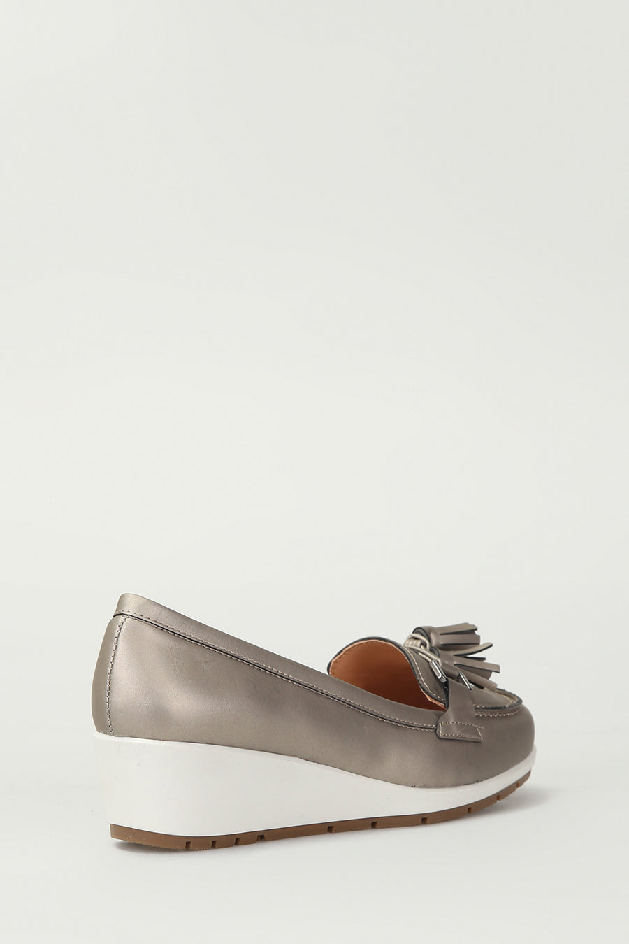 Bronze Wedge Heels Women's Leather Loafer