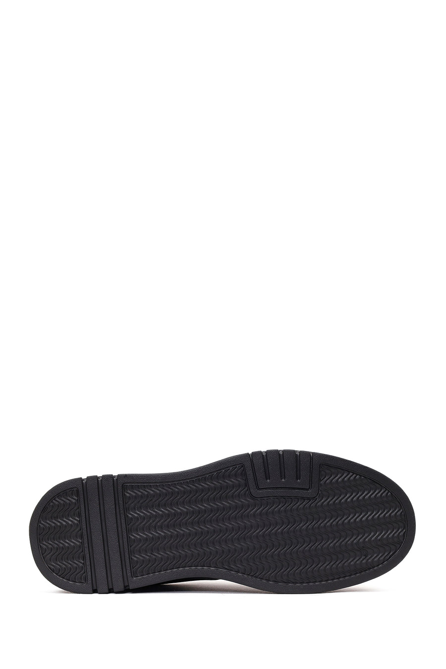 Male Black Lace-Up Thick-Soled Leather Sneaker