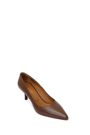 Woman Light Brown Leather Stiletto with Thin Heel | Derimod