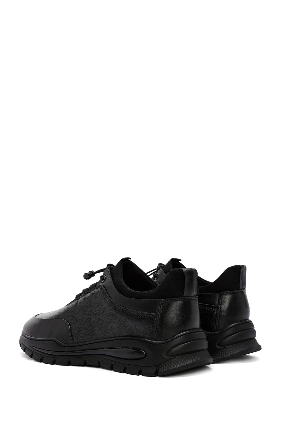 Men's Black Lace-Up Leather Casual Sneaker