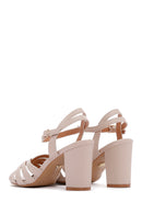 Women's Beige Ankle Strap Chunky Heel Sandals | Derimod