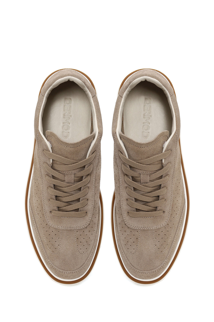 Erkek Bej Bağcıklı Süet Deri Sneaker