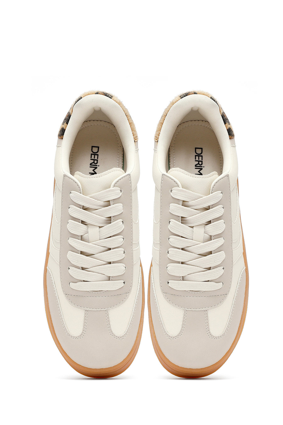Women's Beige Lace-Up Thick-Soled Sneaker