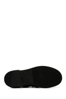 Women's Black Chain Detailed Leather Masculine Loafer | Derimod
