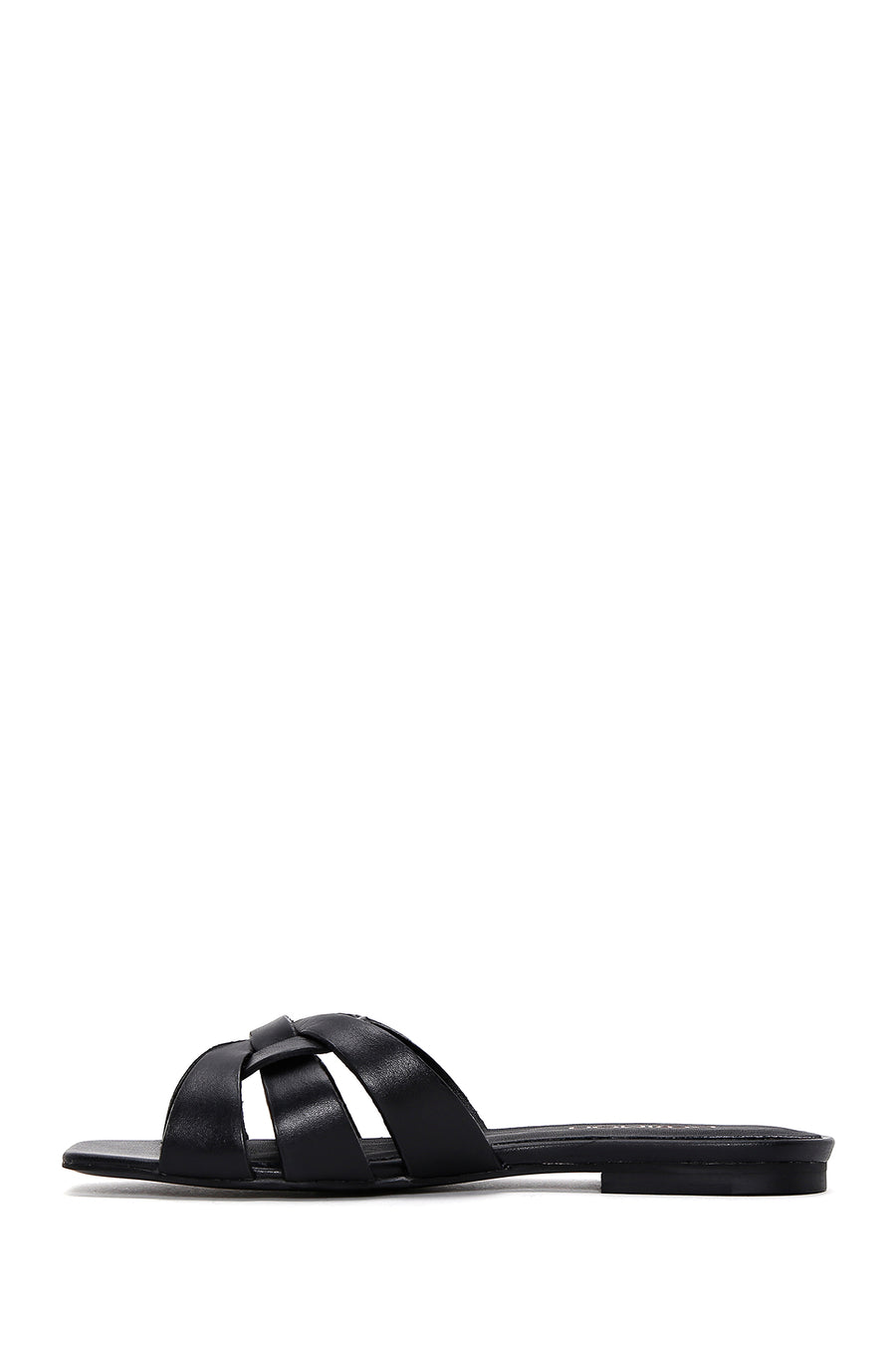 Women's Black Leather Slippers