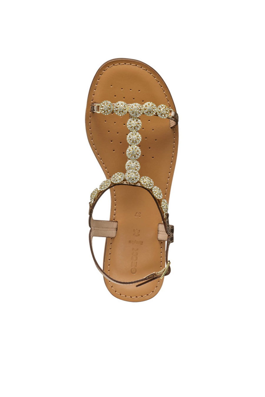 Geox Women Gold Maddalusia C Stone Metallic Leather Sandal