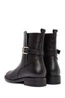 Women's Black Zippered Buckle Detailed Leather Boots | Derimod