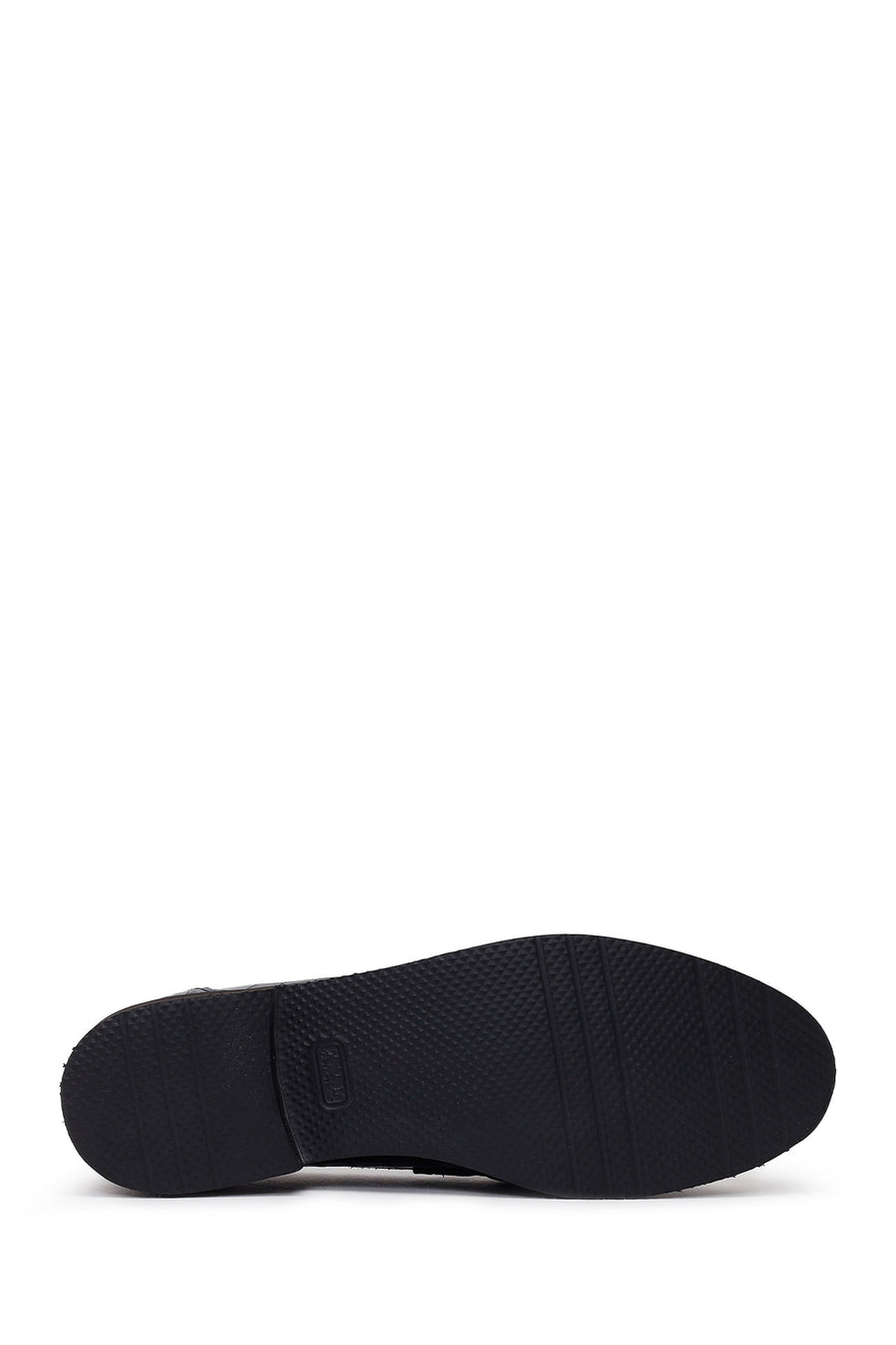 Women's Black Crocodile Patterned Chain Detailed Leather Masculine Loafer