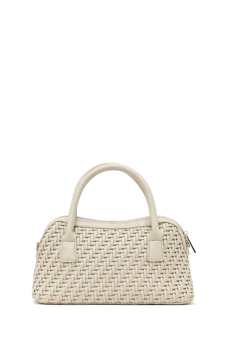 Woman Cream Long-Strap Braided Shoulder Bag