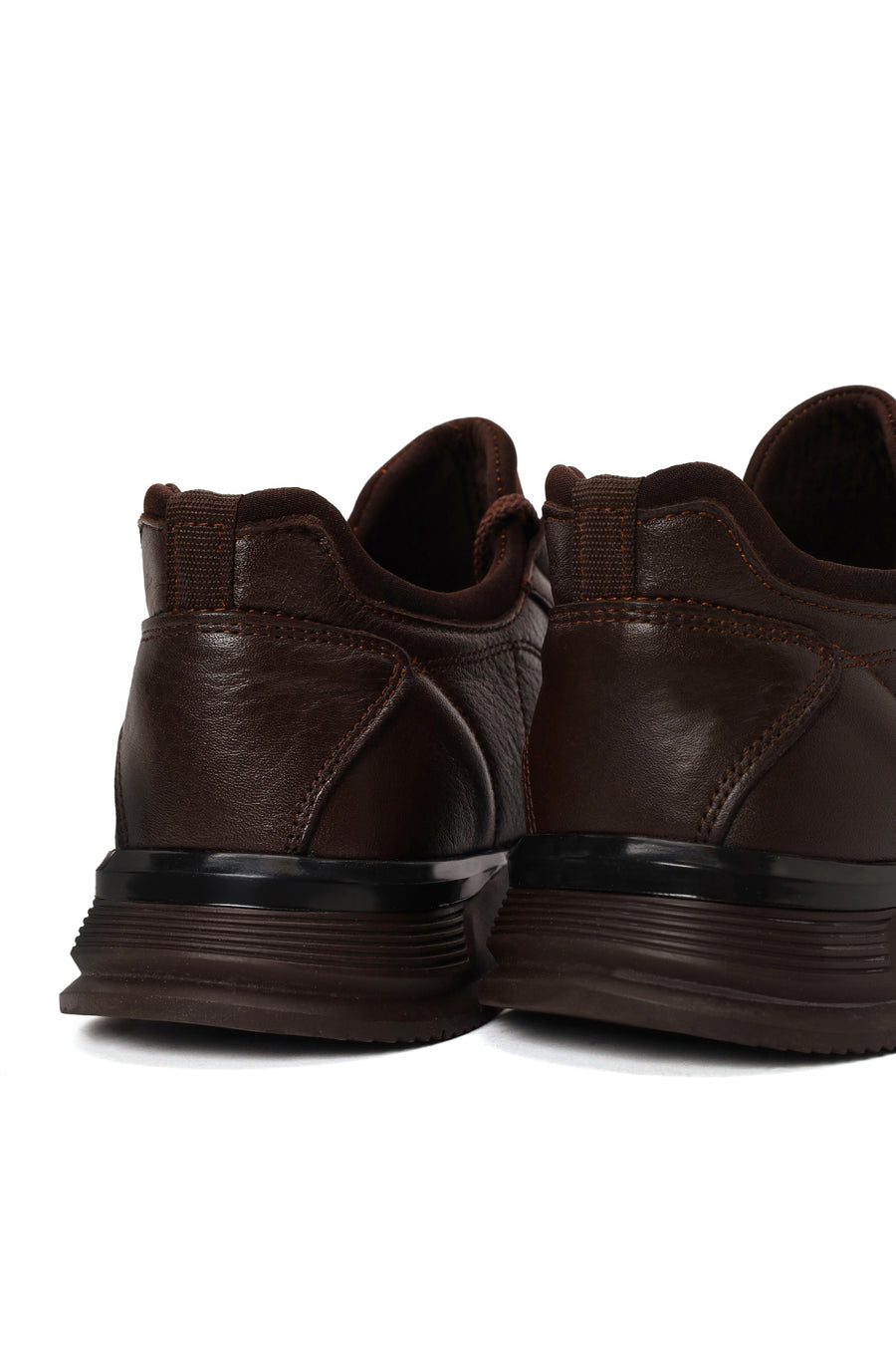 Erkek Kahverengi Bağcıklı Deri Casual Sneaker
