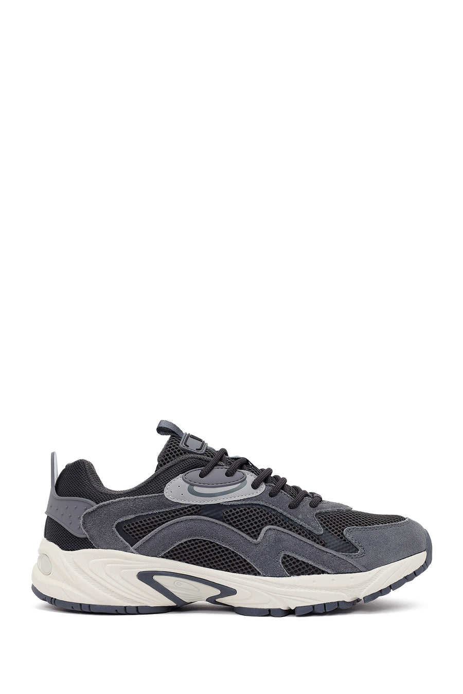 Erkek Gri Bağcıklı Kalın Tabanlı Deri Sneaker WM68007065 | Derimod