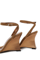 Woman Tan Ankle-Buckle Wedge-Heel Suede Sandal | Derimod