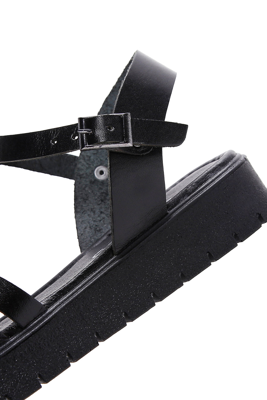 Women's Black Ankle Strap Leather Bodrum Sandals