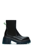 Women's Black Thick Soled Leather Boots | Derimod