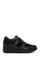 Women's Black Leather Wedge Heeled Shoes | Derimod
