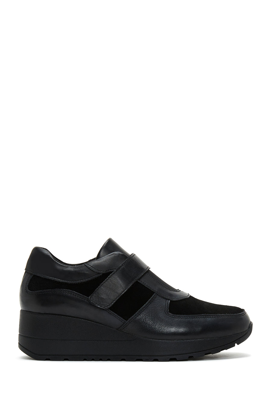 Women's Black Leather Wedge Heeled Shoes 22WFD411014 | Derimod