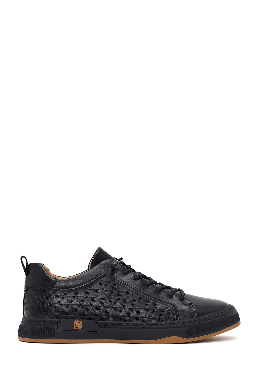Men's Black Lace-Up Printed Leather Sneaker 26SFD698618 | Derimod