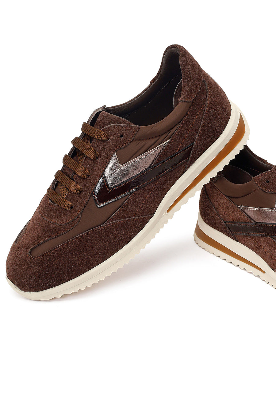 Women's Brown Lace-up Suede Leather Sneaker