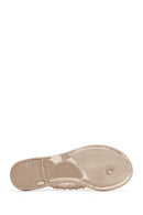 Women's Beige Flip Flops with Stones Jelly Slippers | Derimod